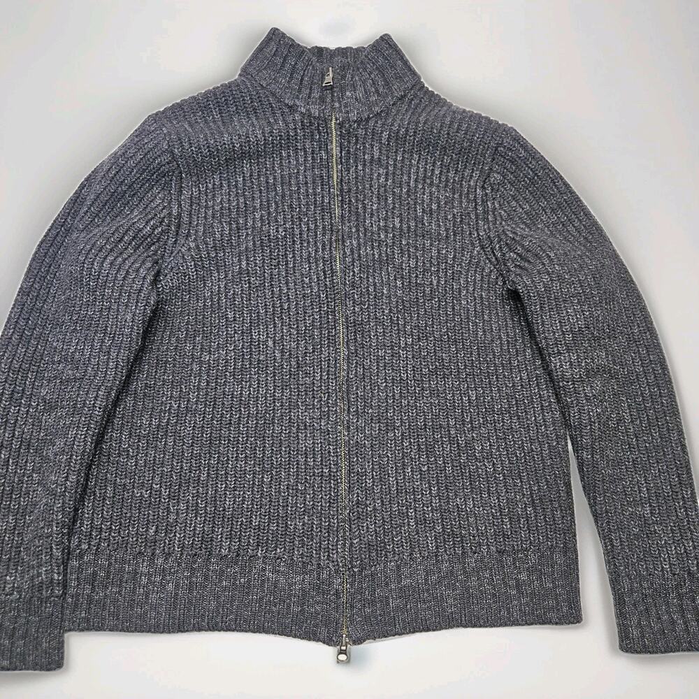 Vtg Y2K Banana Republic 54023 100% Merino Wool Full Zip Mock Neck Cardigan Large